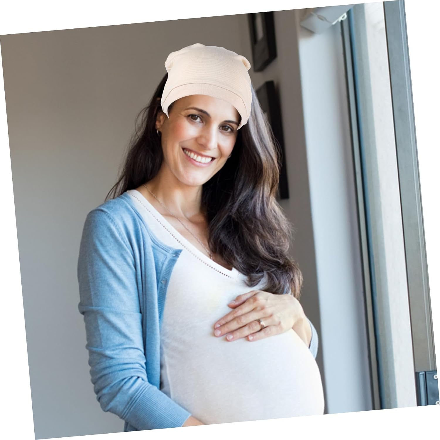Beavorty Women Cotton Anti Cold Cap 2Pcs Beige for Postpartum Winter