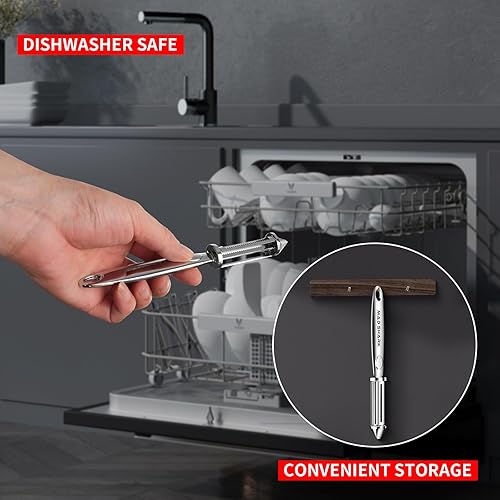Miniatura 6 de MAD SHARK Peladores de verduras ultra afilados para cocina, frutas, manzanas, patatas, diseño con mango ergonómico antideslizante, acero inoxidable