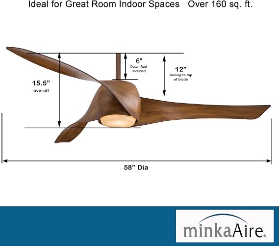 Minka-Aire F803DL-DK Artemis LED 58 Ceiling Fan with Lights & Remote Control, Distressed Koa