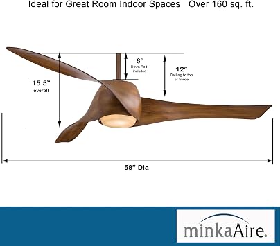 Minka-Aire F803DL-DK Artemis LED 58 Ceiling Fan with Lights & Remote Control, Distressed Koa