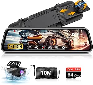 Specchietto Retrovisore Con Dash Cam 4K - Schermo 10" Touch, WiFi, Visione Notturna, Parcheggio Assistito - Foto 9
