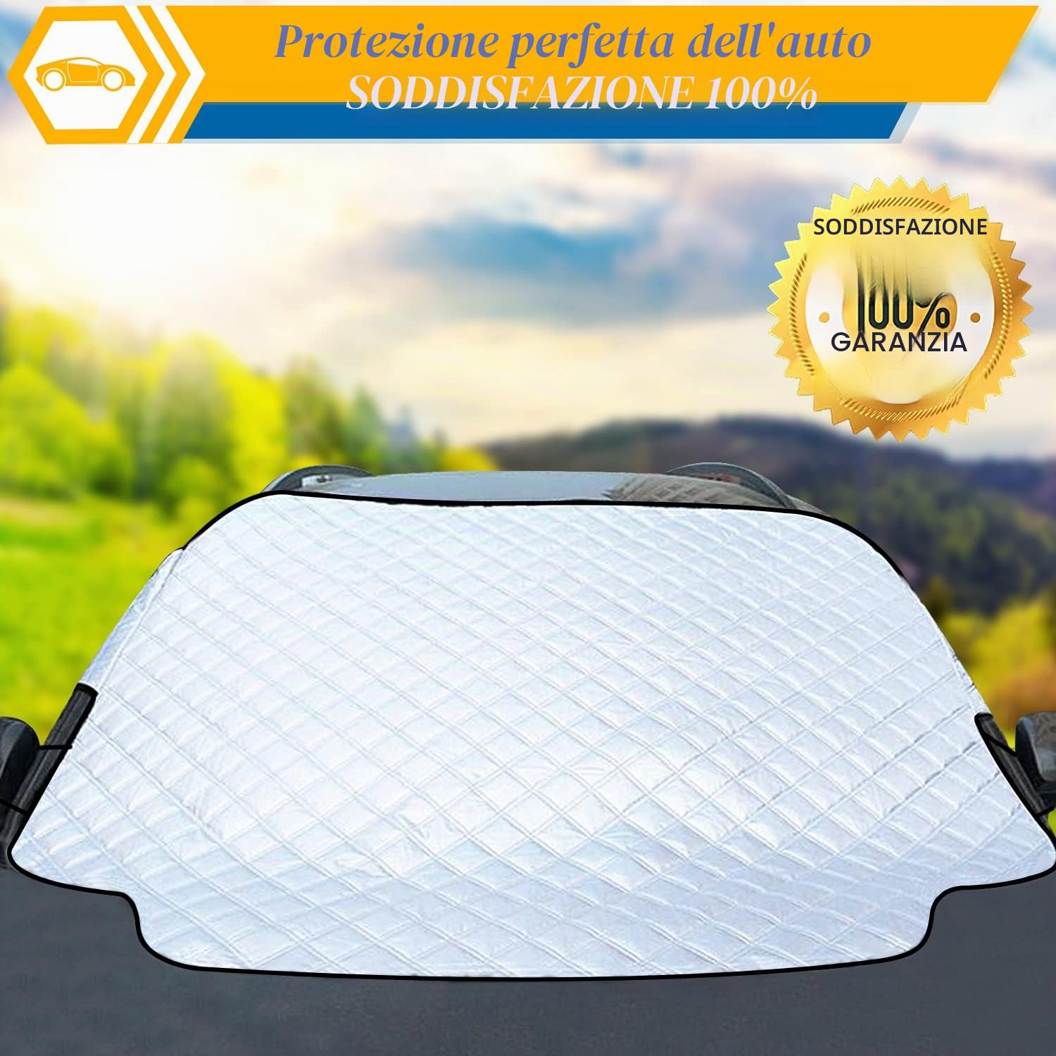 Copertura Parabrezza Auto,Parasole Auto Parabrezza Anteriore 3 magneti Ripiegabile Contro i Raggi UV per Auto, t roc, Jeep renegade, SUV, Furgoni 193 * 126cm Contro Neve Ghiaccio Gelo Polvere Sole