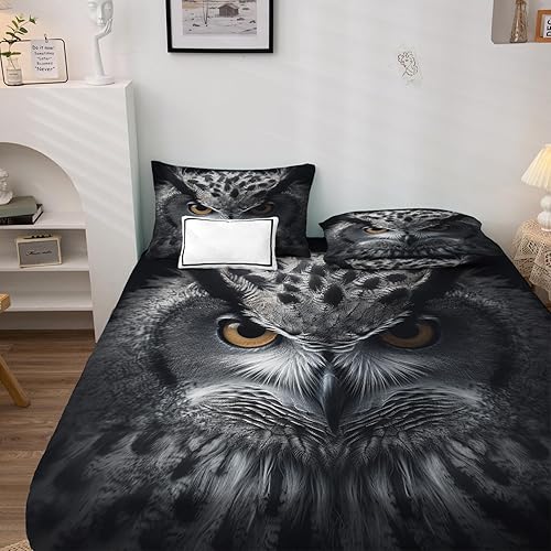 Miniatura 3 de Sábanas de búho tamaño Queen  Sábanas de cama de pájaros, microfibra suave y bolsillo profundo, sábanas y fundas de almohada estampadas sin arrugas,