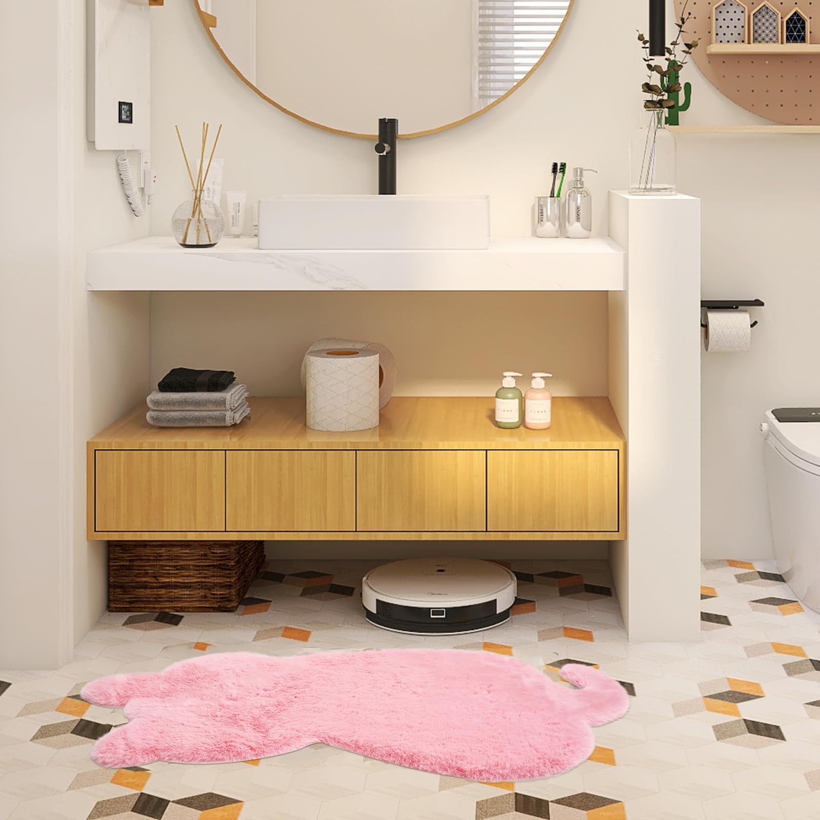 zhxinashu Cute Cat-Shaped Fluffy Area Rug - Image 2