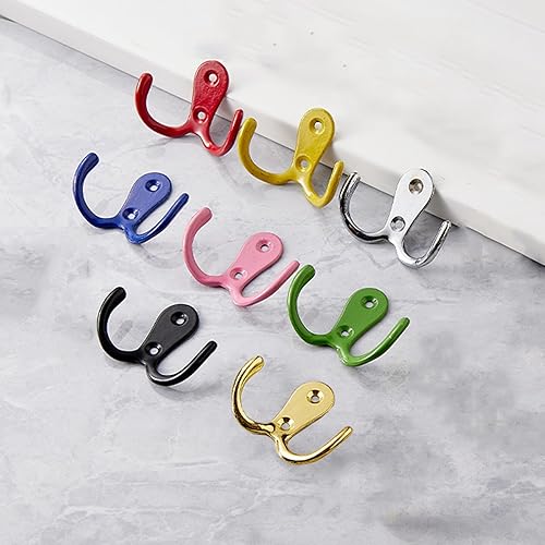 Miniatura 10 de Lansonee 4 ganchos para bata de doble punta, ganchos dobles para colgar en la pared, ropa colgante para baño, dormitorio, puerta y pared, colgador