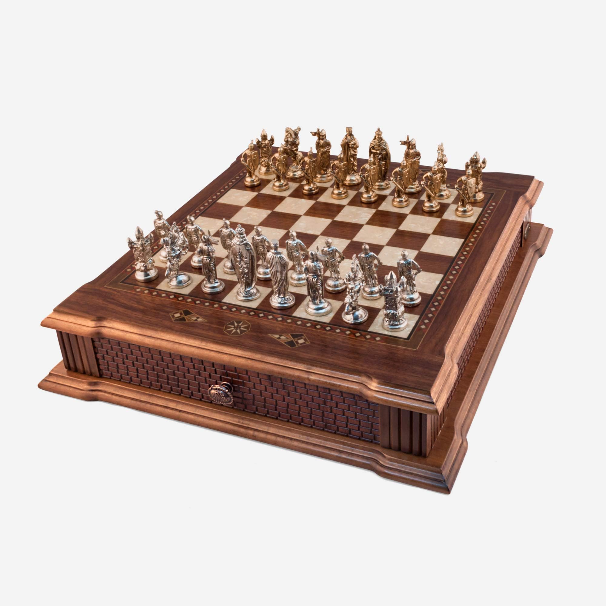 Helena Wood Art Castle Chess Set | Natural Walnut Veneer