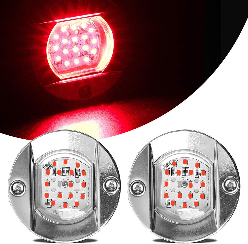 HUSUKU LED Marine Courtesy Lights, 316 Stainless Steel, SOOP3 P0-1 1200LM 3" Blue Round 18LED IP65 Boat Transom Mount Light Waterproof, LED Lights Stern/Pontoon/Marine Lights 10-36V : Sports & Outdoors