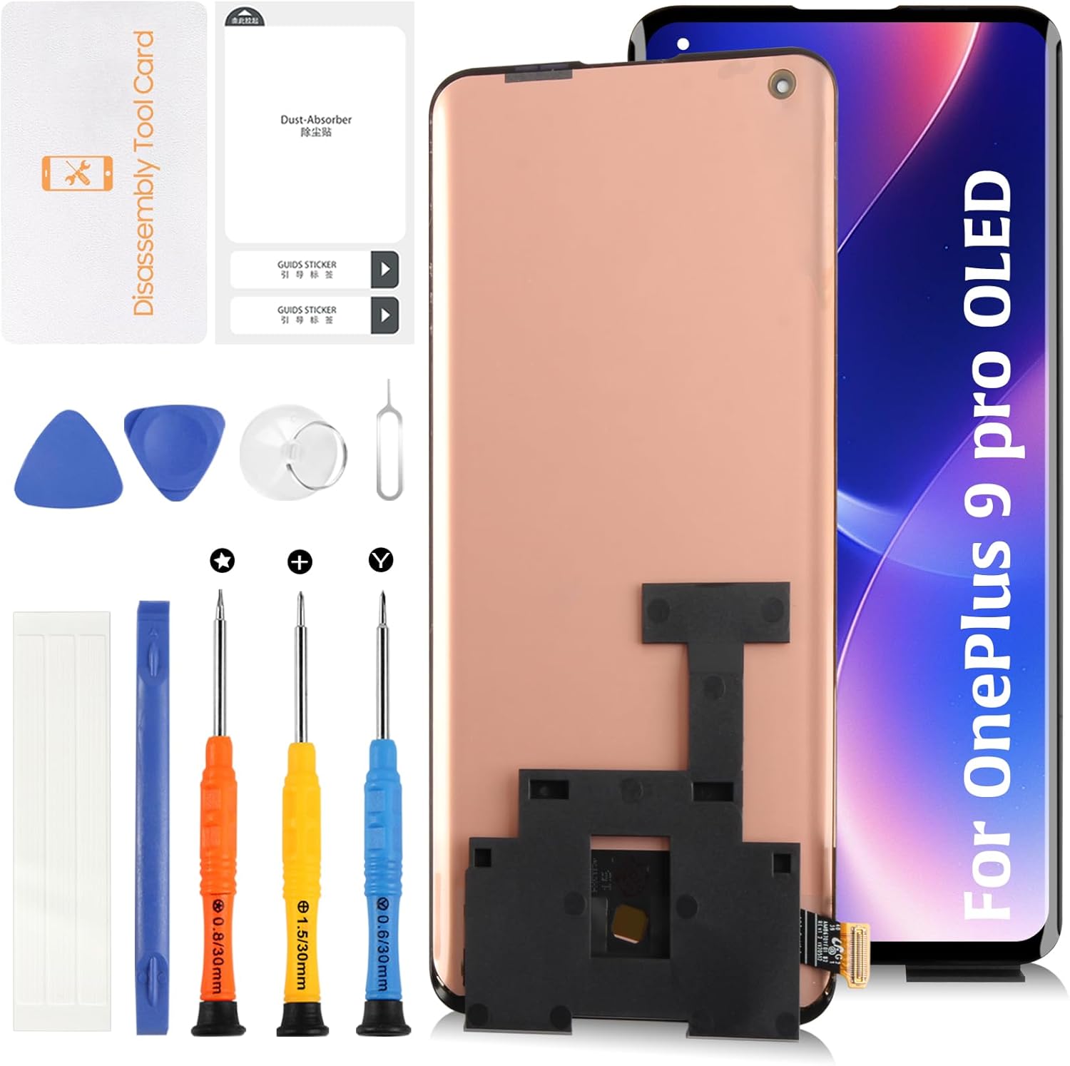 OLED Display for OnePlus 9 Pro 6.7" with Fingerprint Screen Replacement Support Curved Display Touch Screen Digitizer Assembly (Not TFT) LE2120 LE2121 LE2123 LE2125 LE2127