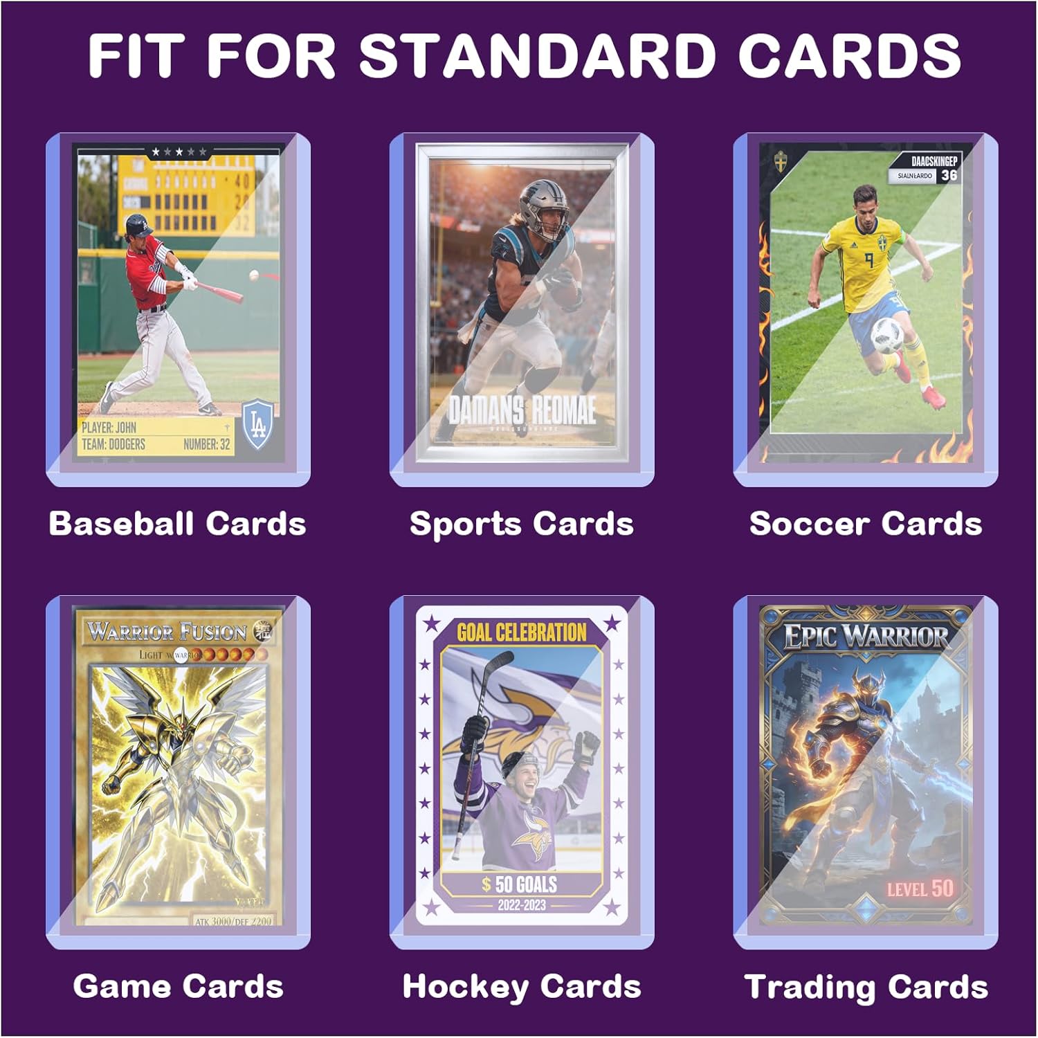 50ct 3"X4" Card Sleeves Hard Plastic - 180pt Hard Card Sleeve, Baseball Card Protectors Hard Plastic, Premium Card Sleeves for Trading Cards, Hard Card Holder for Sports Baseball Football Game Cards