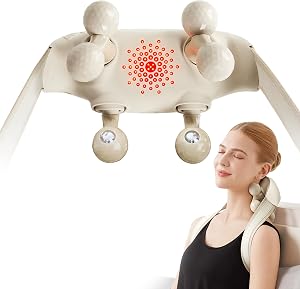 SKG Neck Massager for Pain Relief Deep Tissue Shiatsu Neck and Shoulder Cordless Neck Massager with Heat Perfect Gifts for Men and Women Dad Mom Grandpa H7 Ultra Beige