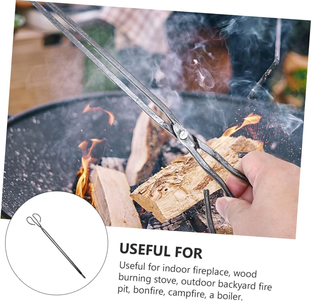 Iron Fireplace Tongs with Long Handle 2pcs for Campfire Use