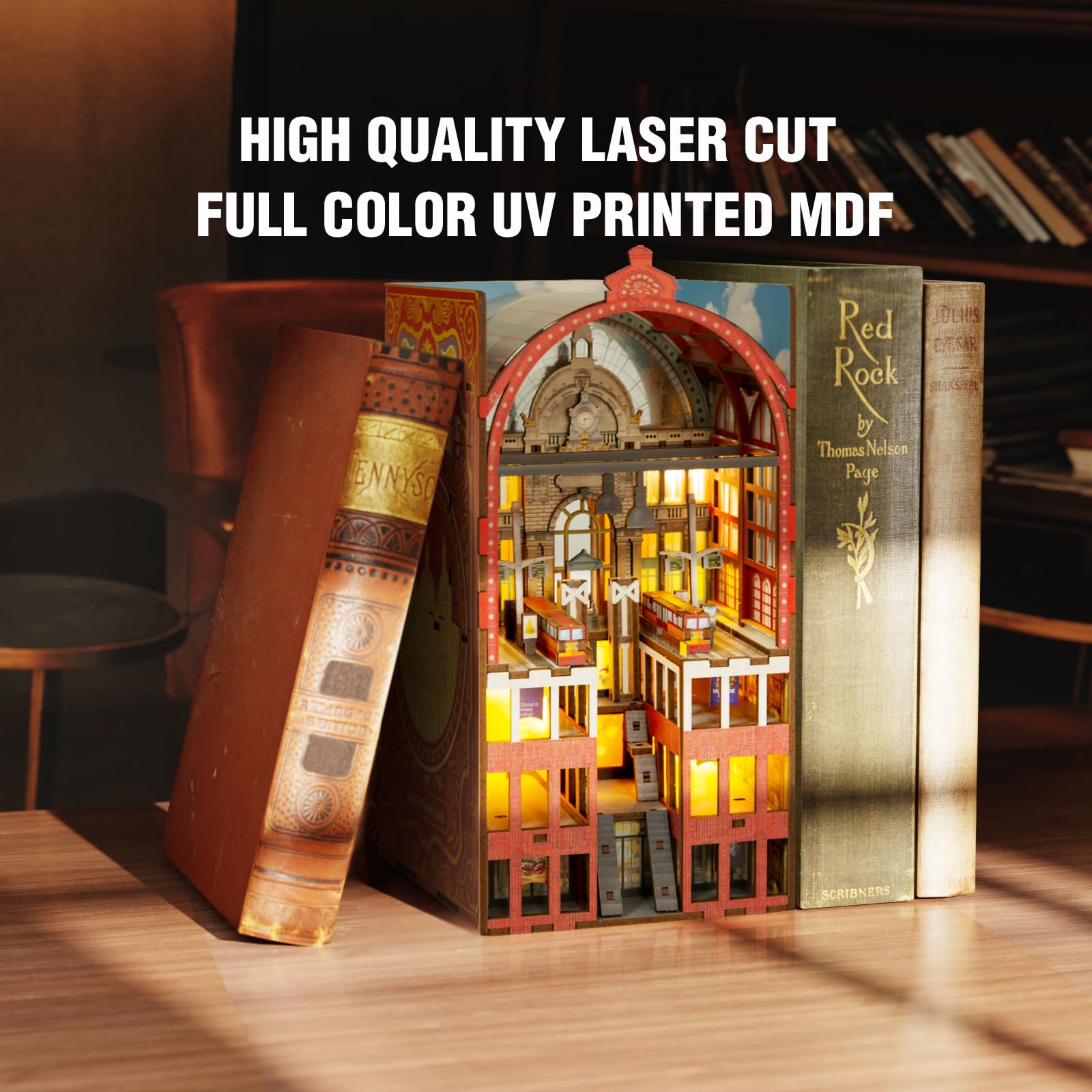 Kit fai da te per casa delle bambole Book Nook, kit in miniatura per libreria, inserto, decorazione, artigianato, per adulti, adolescenti, Halloween, modellino di casa magica con luce a LED, puzzle 3D