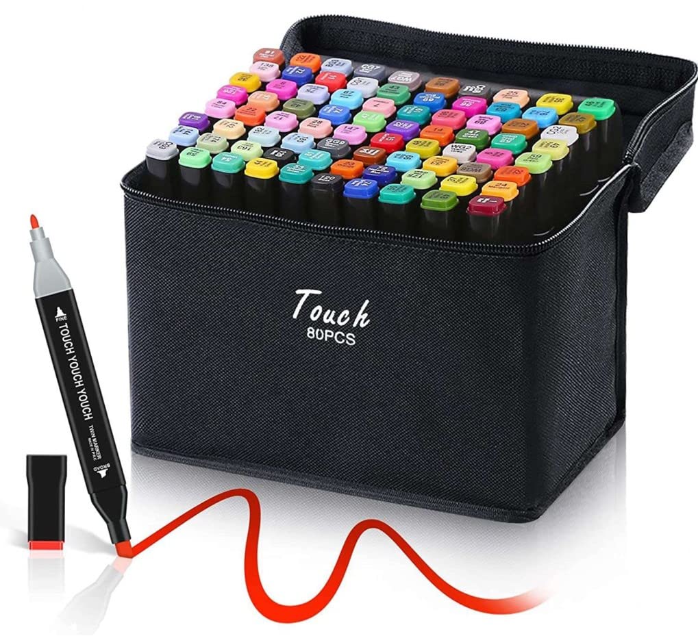 Lemon Life 80 Colors Touch Professional Twin Marker Pen Waterproof Graphic Marker Set Sketch Markers For Design, Drawing, Graffiti, Arts, Adult Coloring, Sketch, Manga, Highlighting