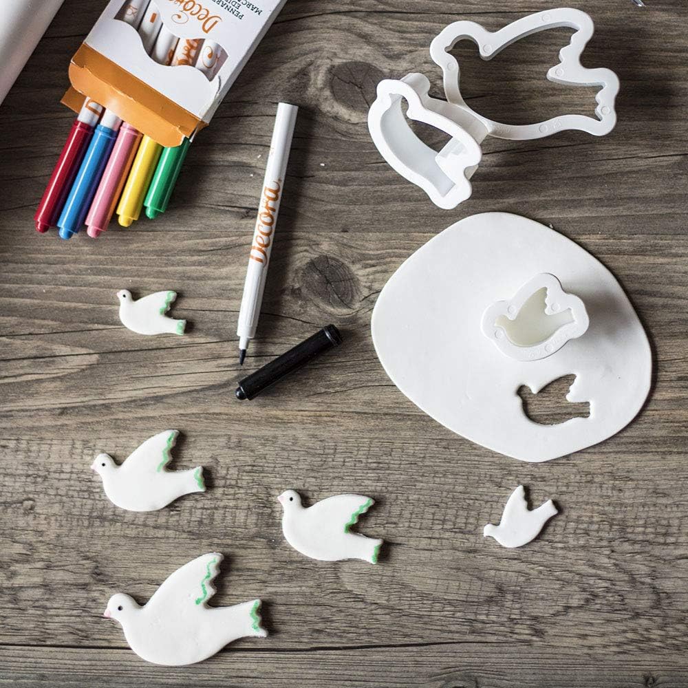 DECORA 3 Doves Plastic Cookie Cutters Kit, White, 10 x 6 x 2 cm