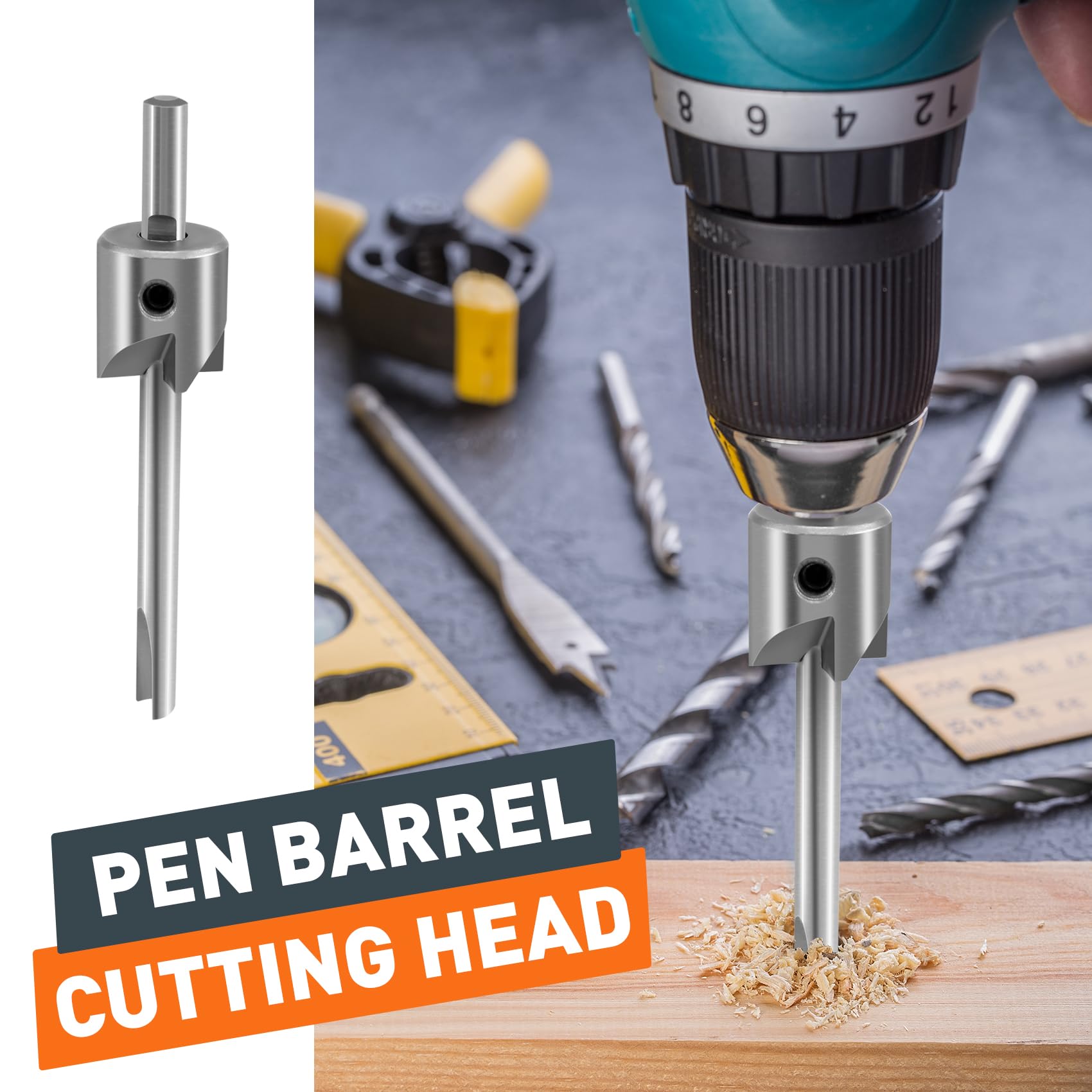 Sknrlko Pen Making Kit - Wood Turning Mandrel & Pen Holder Trimming Set, Silver - Image 3