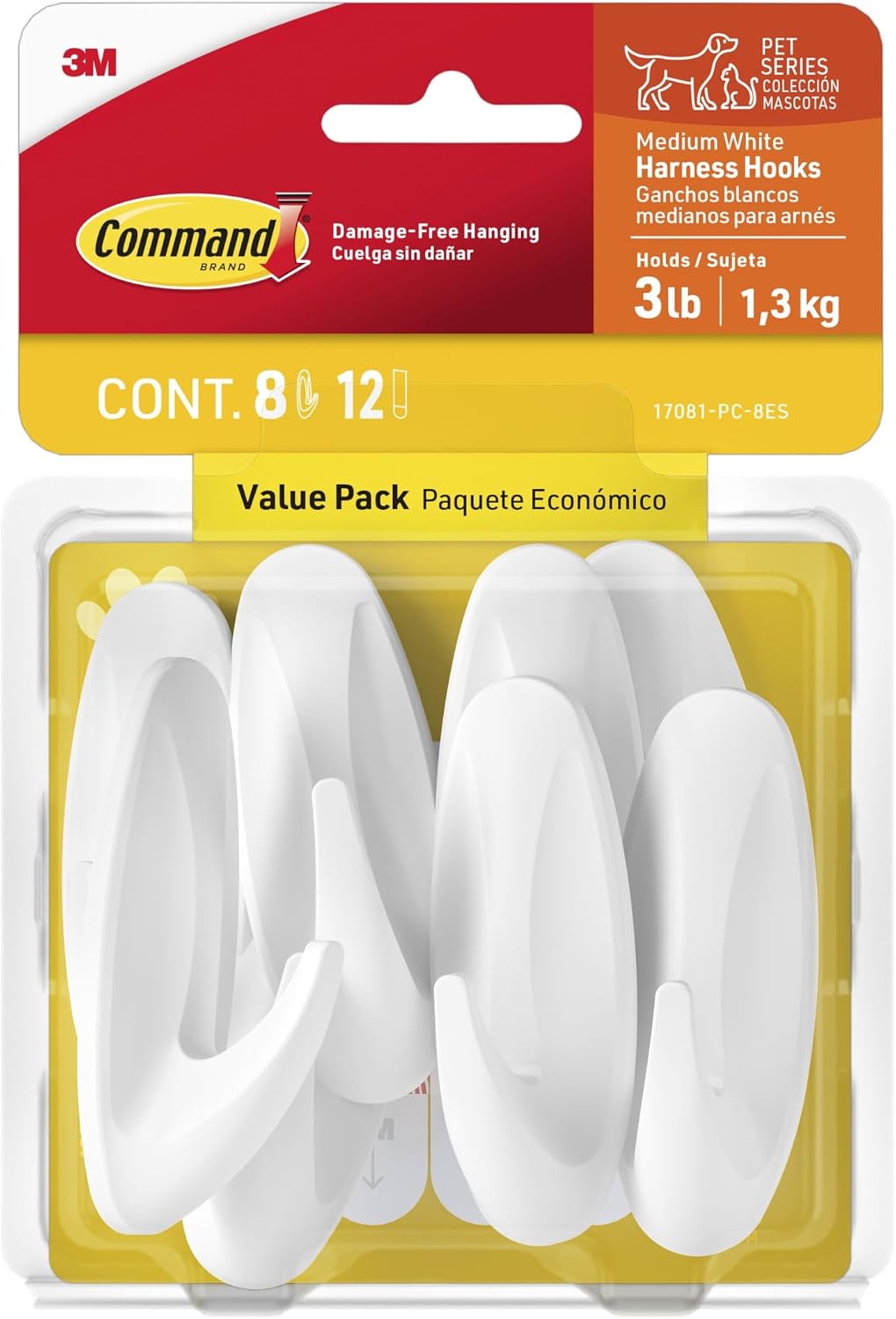 Command Damage Free Hanging Wall Hooks with Adhesive Strips, No Tools Required for Hanging, Organization and Storage