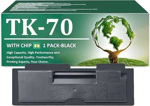 TK70 Toner Cartridge Replaces for Kyocera TK70 TK-70 TK-70K Black Toner Cartridges with Chip Use for Kyocera ECOSYS FS-9100DN FS-9500DN Printers, 1 Pack