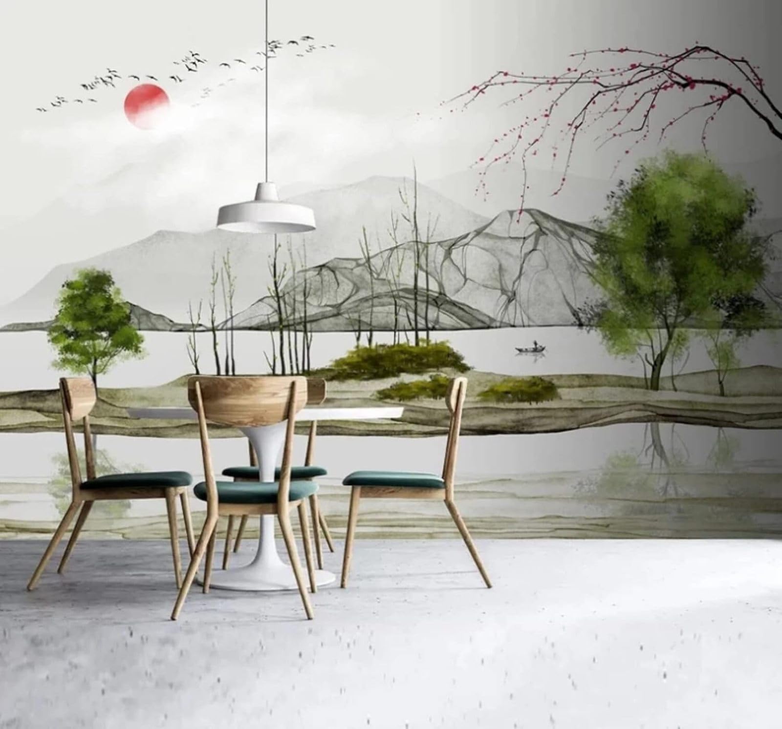 Xlming 200Cm×140Cm(B×H) Hand Drawn Art Ink Landscape Scenery 3D Wallpaper Luxury Home Dining Decor Paste Sofa Living Room The Wall For Bedroom Mural-200Cm×140Cm