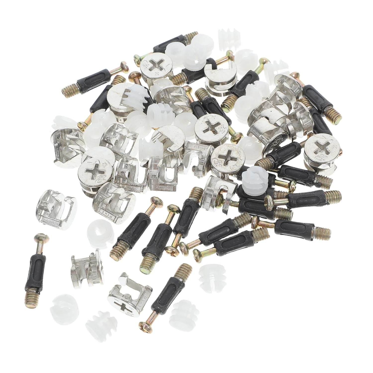 24Sets Furniture Cam Connectors with Self Tapping Rods Eccentric Wheel Nuts Fasteners for Secure Panel Connections in Cabinets and Office Furniture