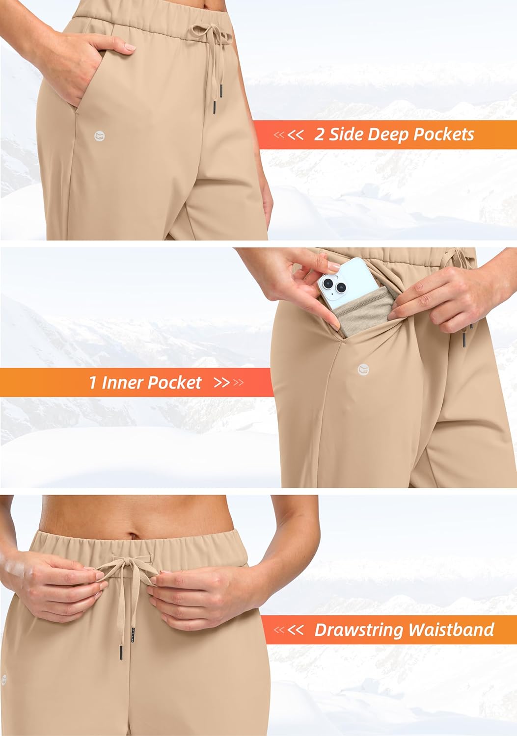 G Gradual Fleece Lined Pants Women 27.5"/29" Golf Pants 3 Pockets Water Resistant Warm Sweatpants for Cold Weather - Image 4