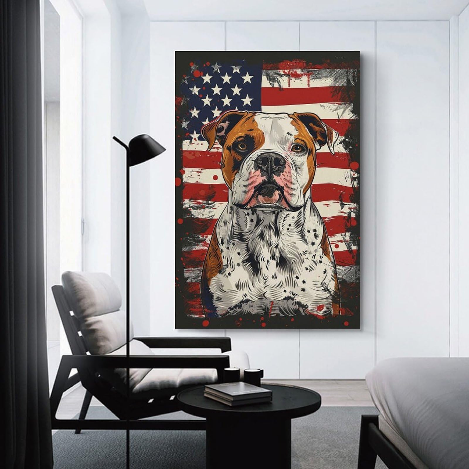 Junmoney American Bulldog America Hanging Wall Art, 08x12inch(20x30cm), for Bedroom Walls, Guest Spaces Or Lounges, An Easy Wall Refresh for Bedrooms
