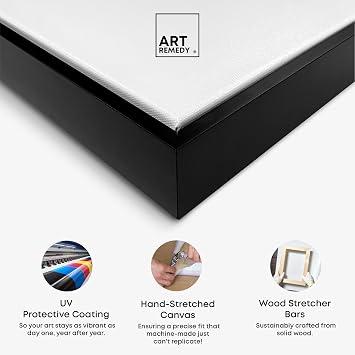 Art Remedyによるカラフルで大胆なペイントスニーカーキャンバスプリントスニーカーウォールアート、ブラックフレーム、36×24