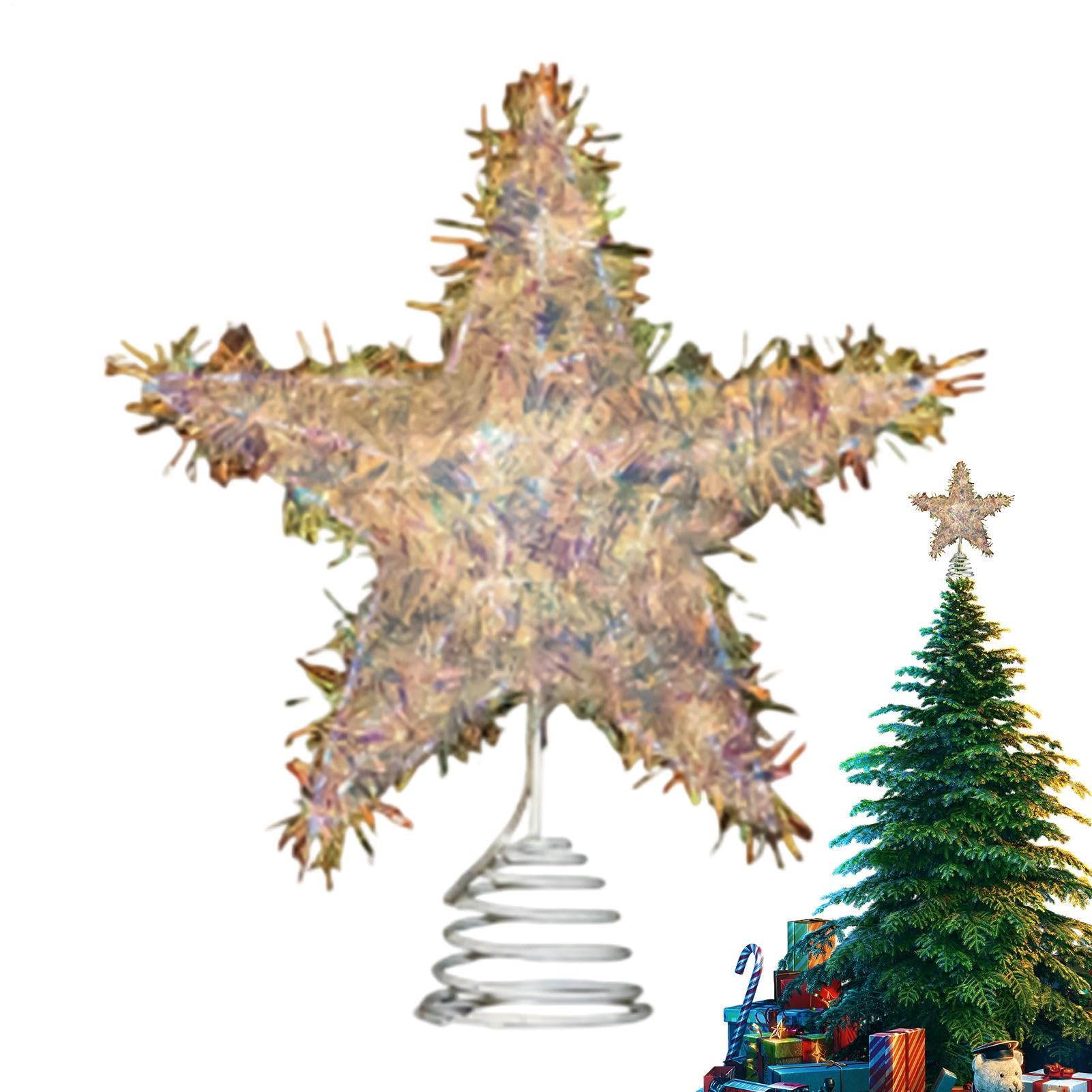 Décorations festives du sommet du sapin et étoile lumineuse pour décoration de bureau