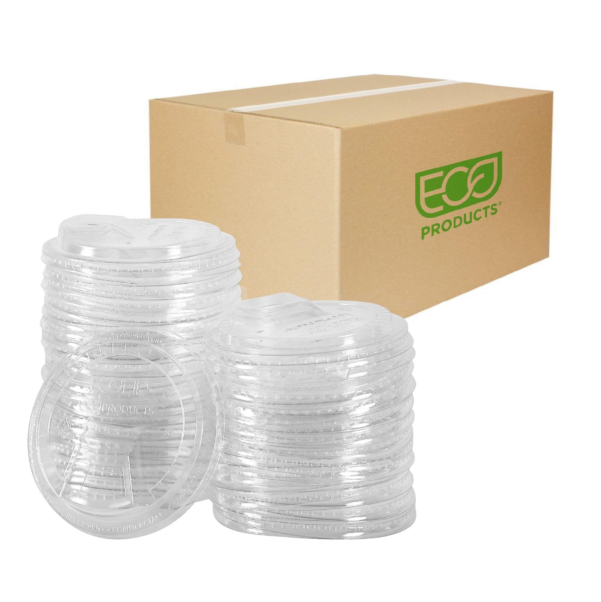 Eco-Products GreenStripe Compostable Plastic Cup Sip Lids, Case of 1000, Fits 9oz & 12-24oz Cups, Made From PLA Renewable Plant Based Plastic, Clear
