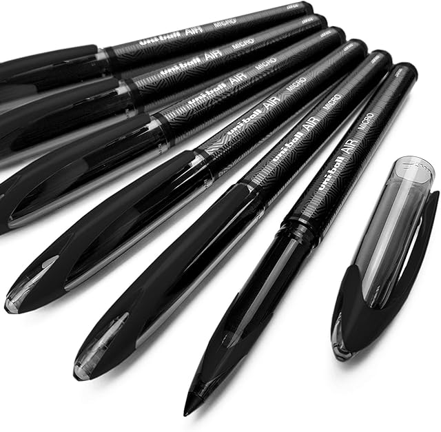 uni-ball AIR Micro - 0.5mm Fine Rollerball - Box of 12 - Black - UBA-188-M