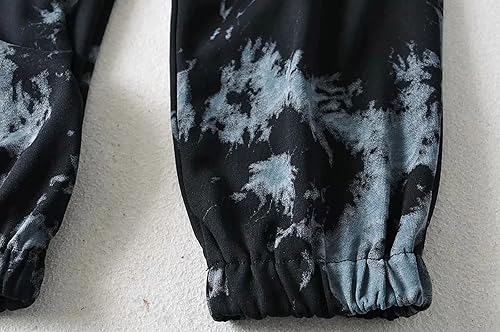 Miniatura 6 de utcoco Pantalón deportivo para mujer, ajuste atlético, cintura con cordón, teñido anudado, tejido de rizo francés, parte inferior cerrada