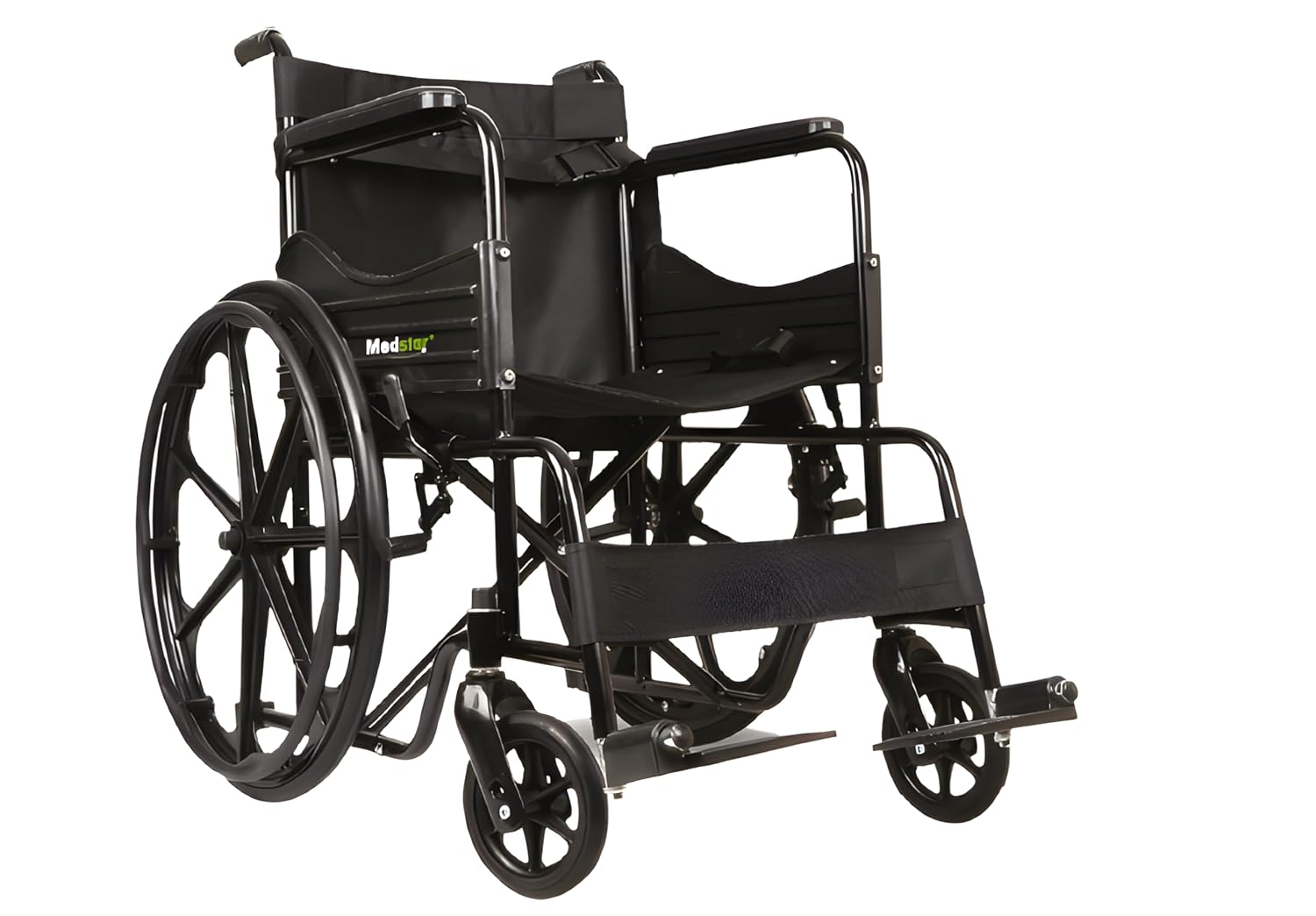 MEDSTAR Folding Commode Wheelchair MS208 Foldable, Fixed Arm, Footrest