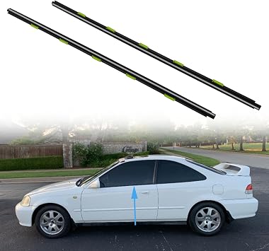 Driver and Passenger Side Door Window Outer Weatherstrip Belt Molding Fits for 1996-2000 Honda Civic EK Coupe Replaces 72410-S03-003 72450-S03-003