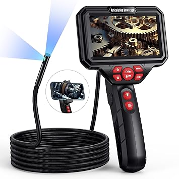 T SHAREXE Dual Lens Borescope, 5'' IPS HD Screen Endoscope Camera with Light, Android Phone and Screen Dual System, Articulating Video Borescopes, Automotive Borescope Inspection Camera, Pipe Camera