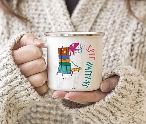 Vista 129 de Andaz Press Taza de café de acero inoxidable con temática de alpaca de llama de 11 onzas, regalo de broma, colorido bohemio con gráficos de llama