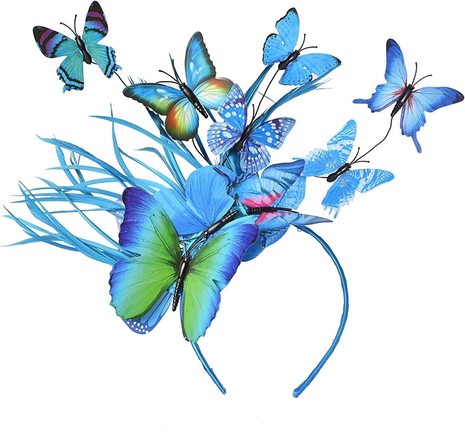 Gionforsy Butterfly Fascinator Headband Monarch Butterfly Headband Crown Tea Party Halloween Costume Headpiece