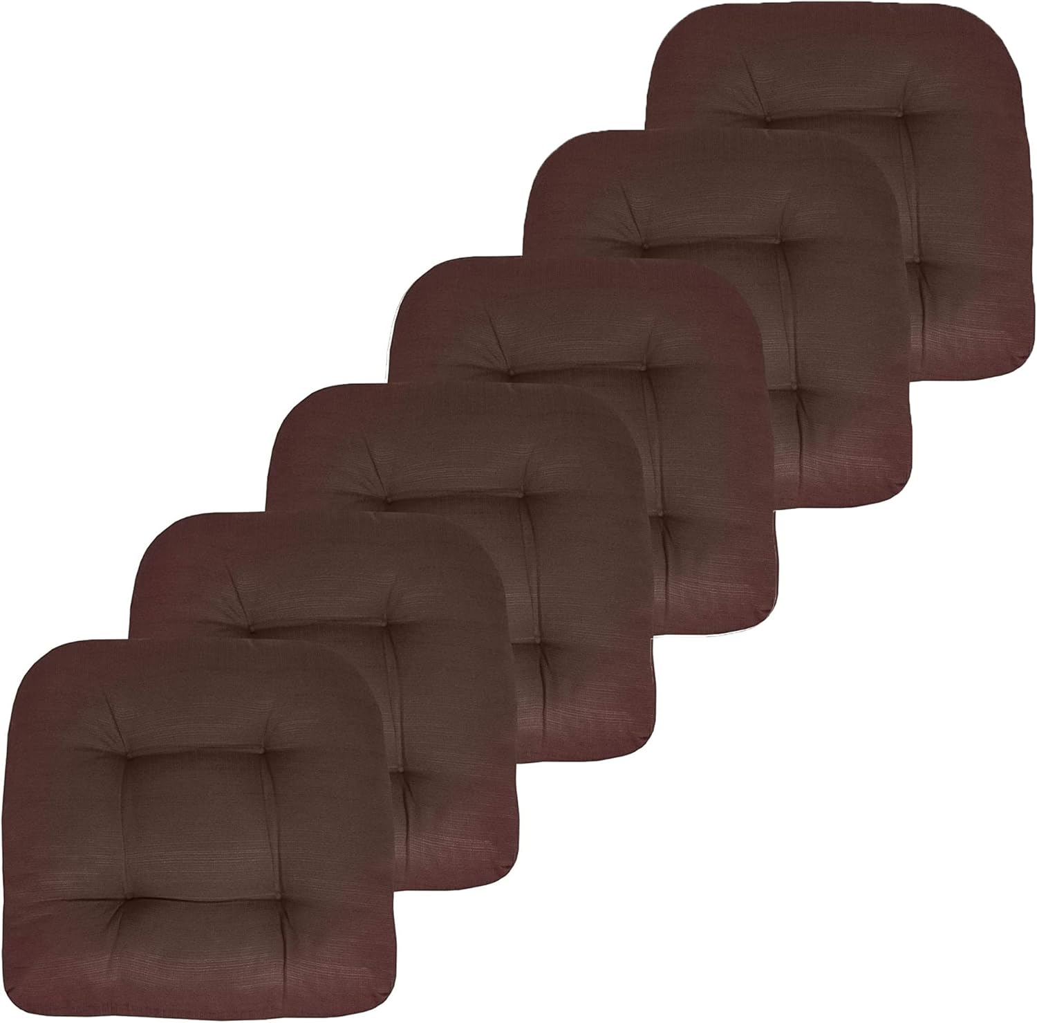 Marina Decoration Premium Thick Comfy Patio Pads Fiber Fill Tufted 19 x 19 x 4 Inch Textured Solid Cover Outdoor Indoor Chair Seat Cushions, 2 Count Pack Cream Color