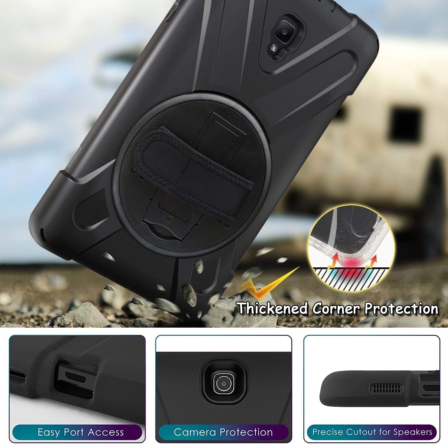 Flash Sale Galaxy Tab S2 9.7 Case - Dropproof Shockproof Heavy Duty Tablet Cover Rotatable Kickstand Handle Stand Hand Strap Shoulder Belt Carrying Case for Samsung SM-T810/T813/T815/T817/T818/T819 9.7 Black