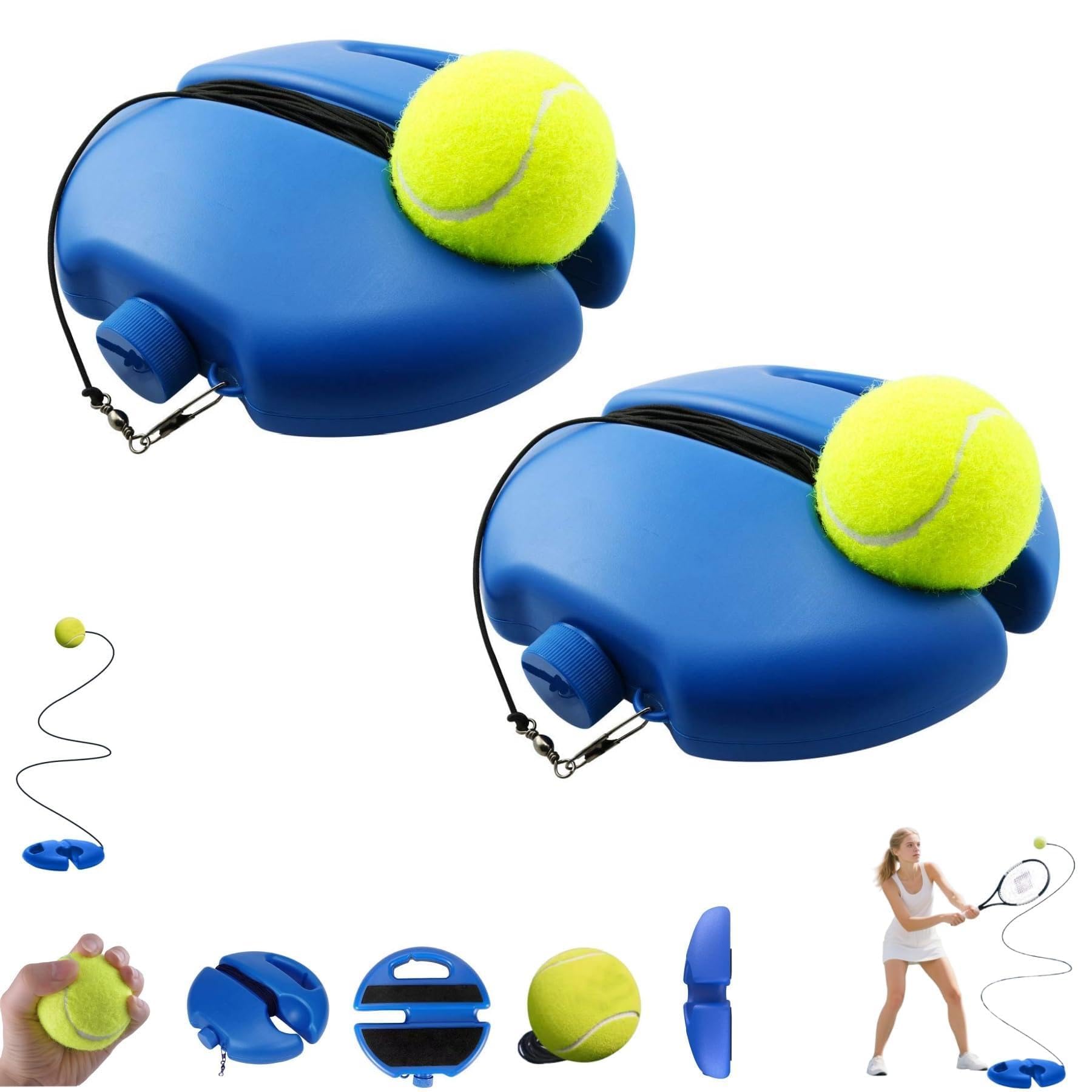 Battiscopa da allenamento per palline da tennis, rimbalzo da tennis con base ponderata, palla da tennis con corda, palla da rimbalzo per allenatore, rimbalzo multifunzione per allenamento del tennis