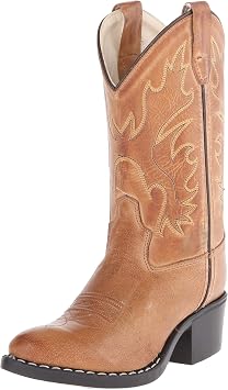 Old West Kids Boots Boys Kids Unisex-Child J Toe Leather Embroidered Western Boots, Tan Canyon, 3 Little