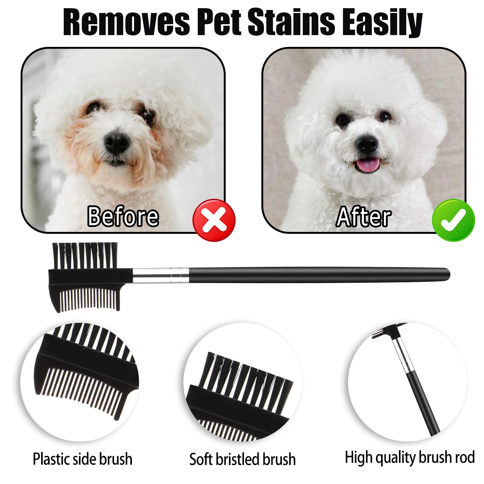 Molain Lot de 5 peignes anti-puces en acier inoxydable avec dents arrondies pour chats et chats, peigne à poils épais, peigne à dents fines pour chien et chat