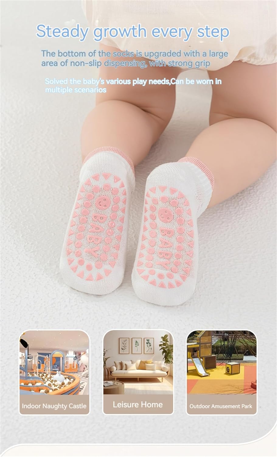 Baby Toddler Non Slip Socks Girl Boy Non-Skid Crew Socks Mesh Summer Infant Floor Socks 8 Pairs