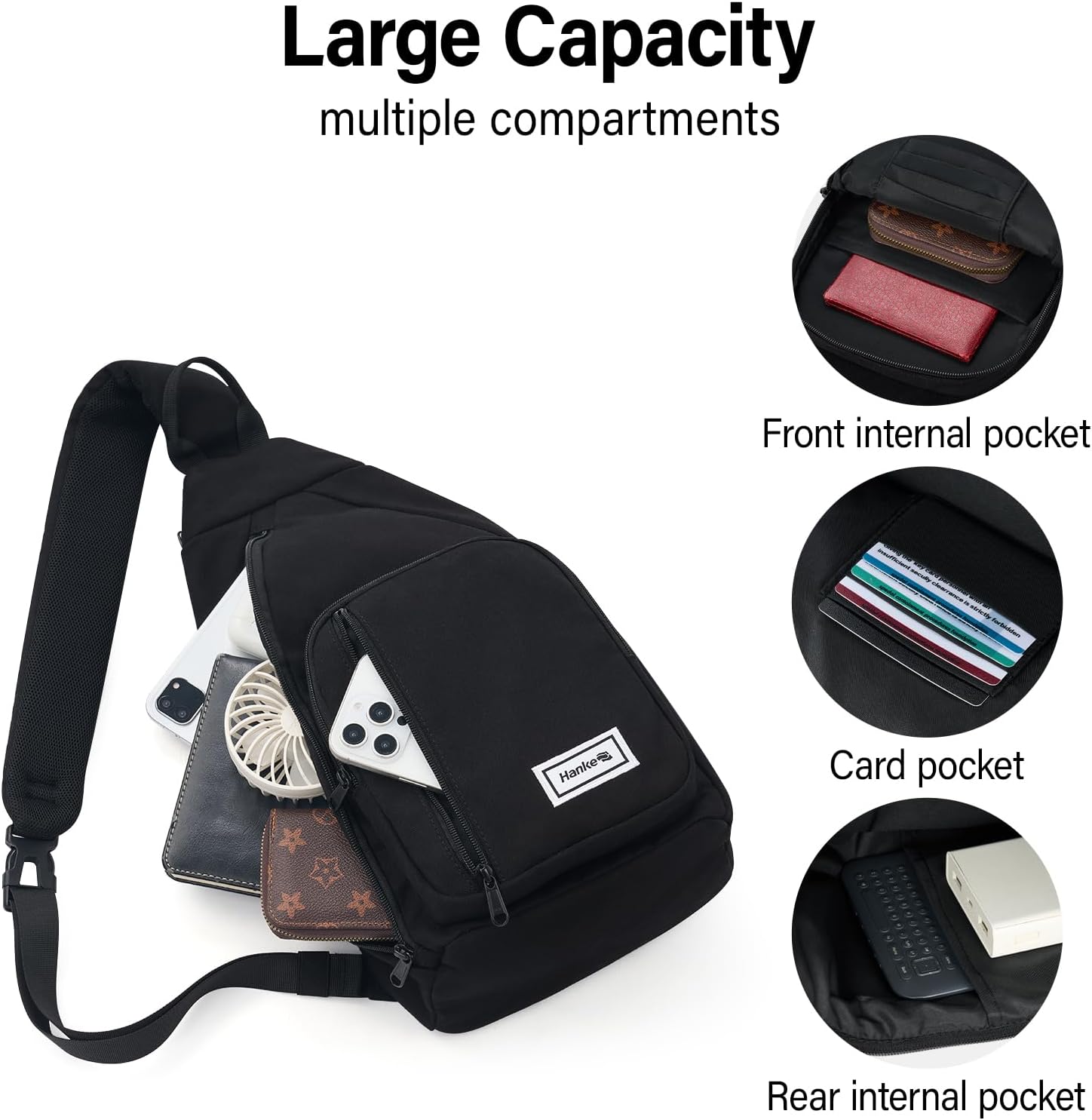 Hanke Crossbody Bags for Women Travel & Sling Bag for Men, Fits 11" Tablet, Canvas Cross body Purse, Chest Bag - Image 4