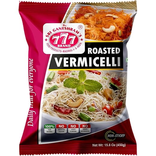 777 Roasted Vermicelli 450g (Pack of 2) | Pre-Roasted Semiya for Quick Cooking | Ideal for Upma, Kheer & Indian Recipes