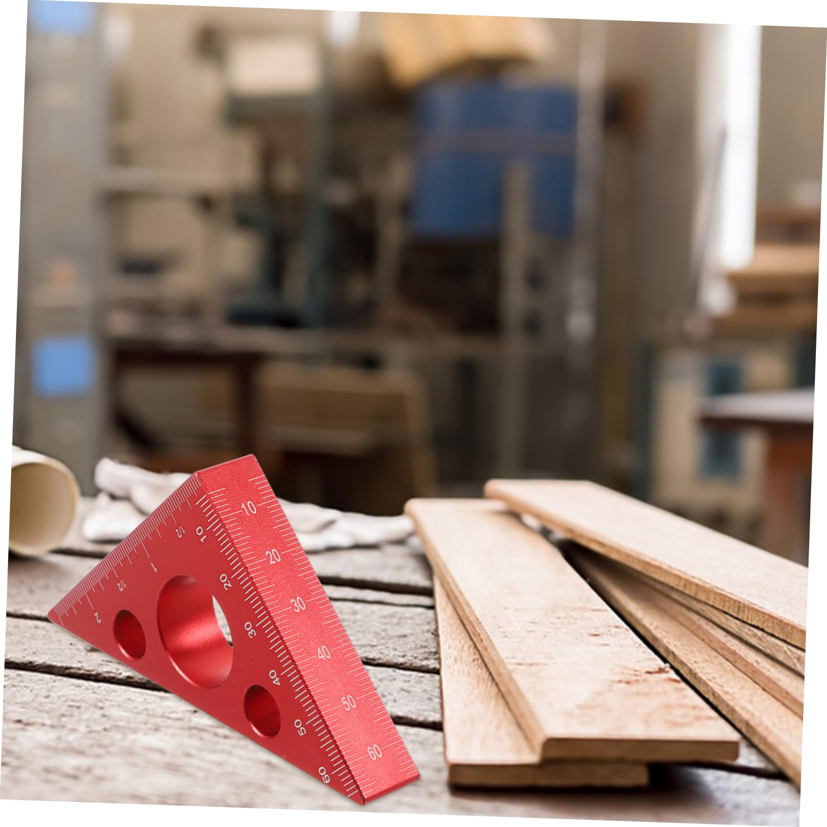 Lurrose 3 Piezas Regla de Carpintero de Aleación de Aluminio Engrosada Regla de Ángulo para Medición de Herramientas de Carpintería Diy Rojo