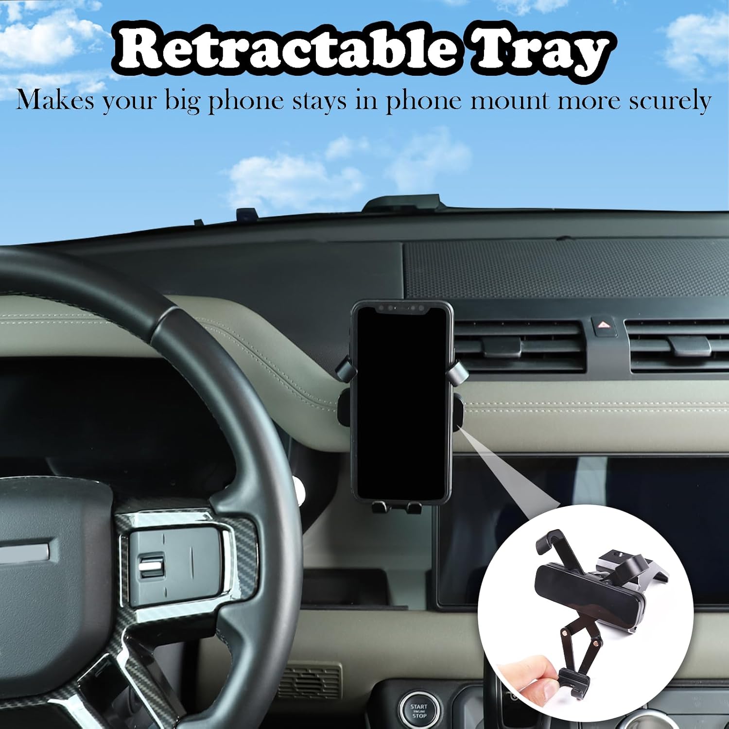 PIUGILH Car Phone Holder Compatible with Land Rover Defender 90 110 130 2020-2023 Accessories, Center Console Dash Board Phone Mount Holder(Model A)