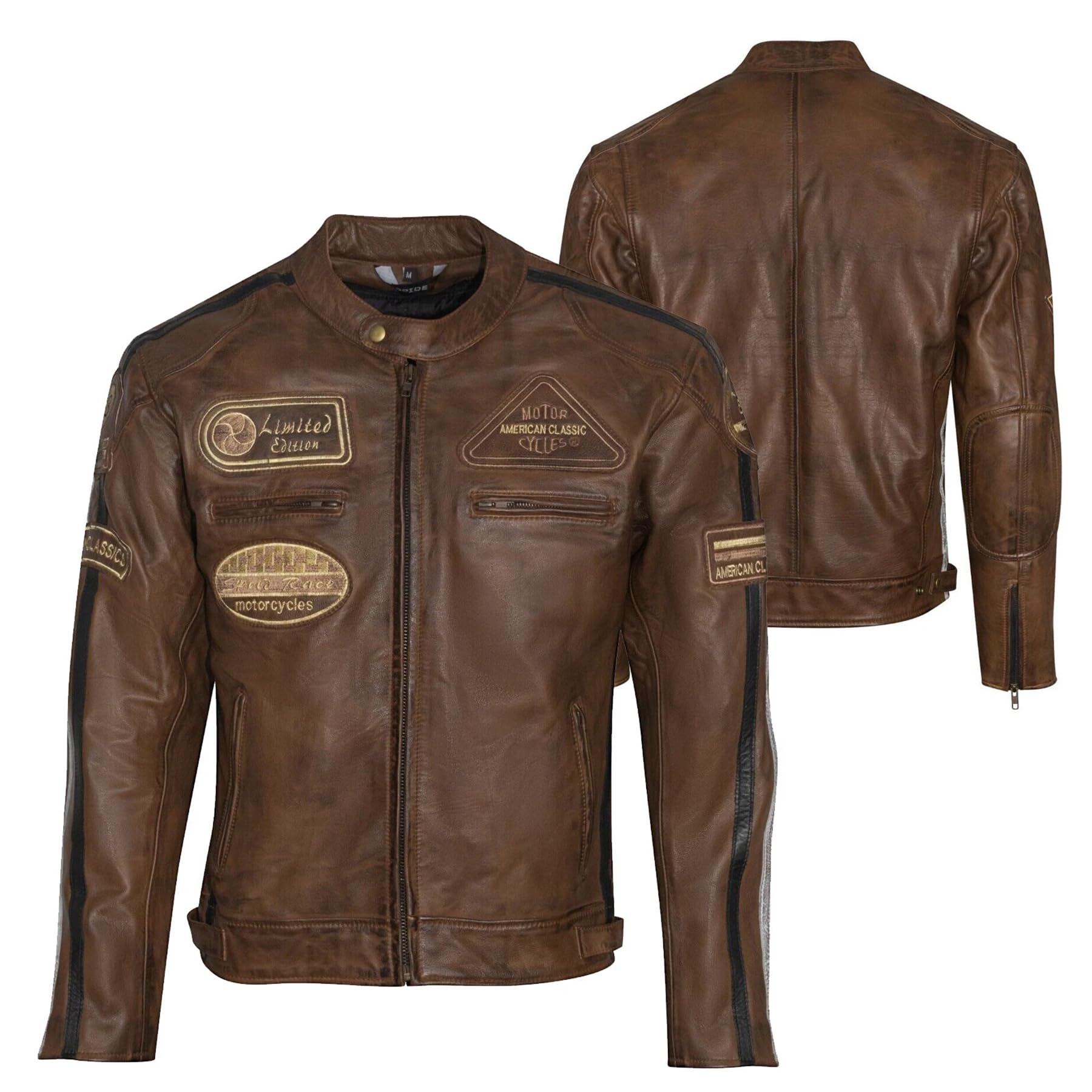 Giubbotto Moto in pelle da Uomo ASPIDEX Vintage Custom & Café Race Stile Harley