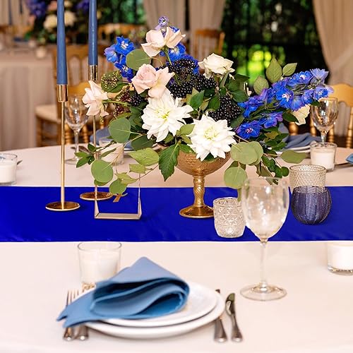 Miniatura 24 de Bencailor 24 caminos de mesa de satén a granel de 12 x 108 pulgadas de largo, mantel de tela suave brillante para banquete de boda, cumpleaños