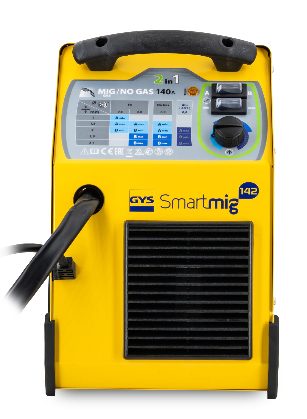 Gys, Smartmig 142, Stazione Saldante, Tradizionale, Mig/Mag, 0, 6/0, 8/0, 9 Mm, 230V, Fornita con Cavi di Terra e Torcia (2,2M), 033153