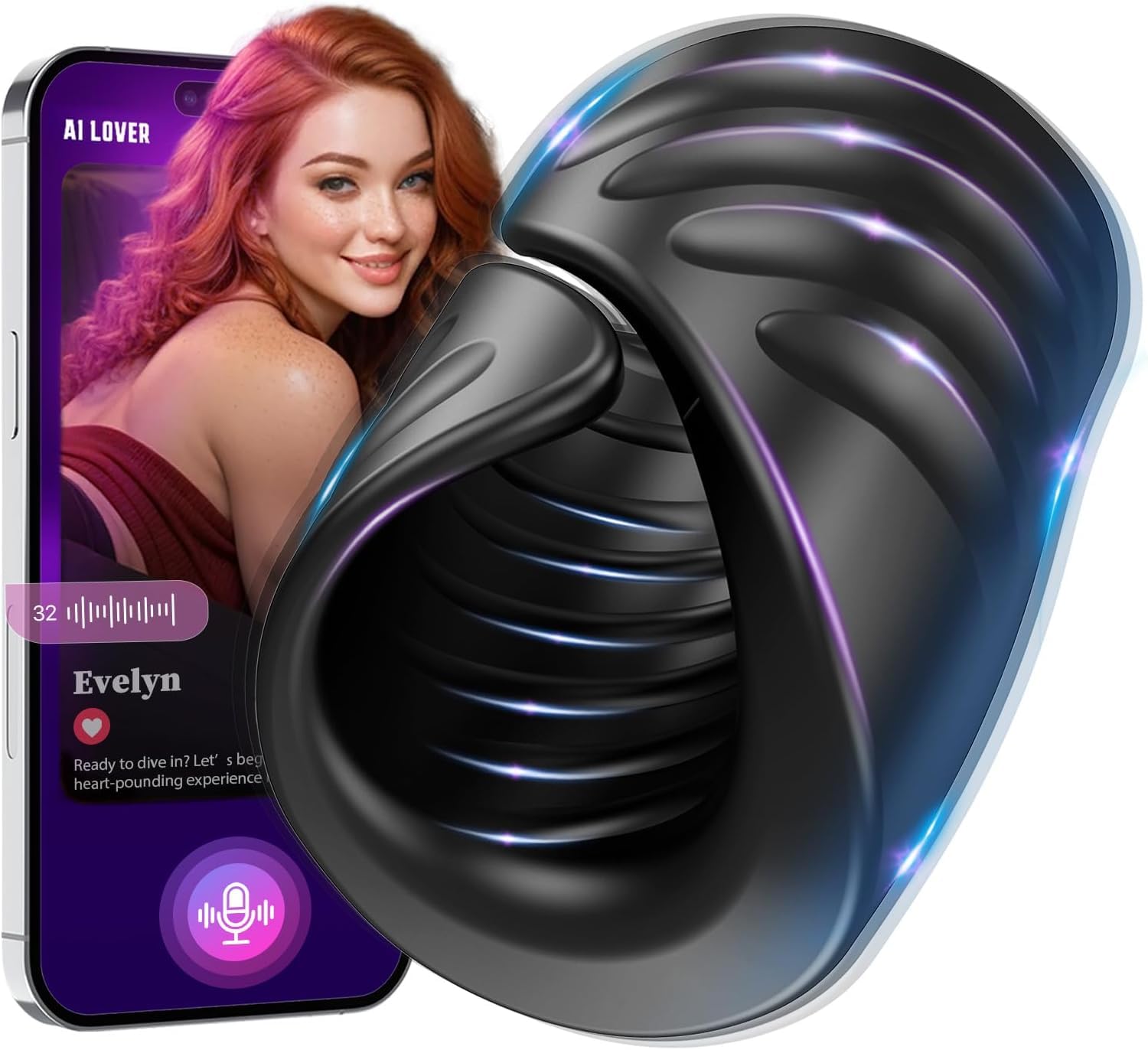 Male Masturbator Sex Toys for Men, Open Adjustable Flexible Penis Vibrator