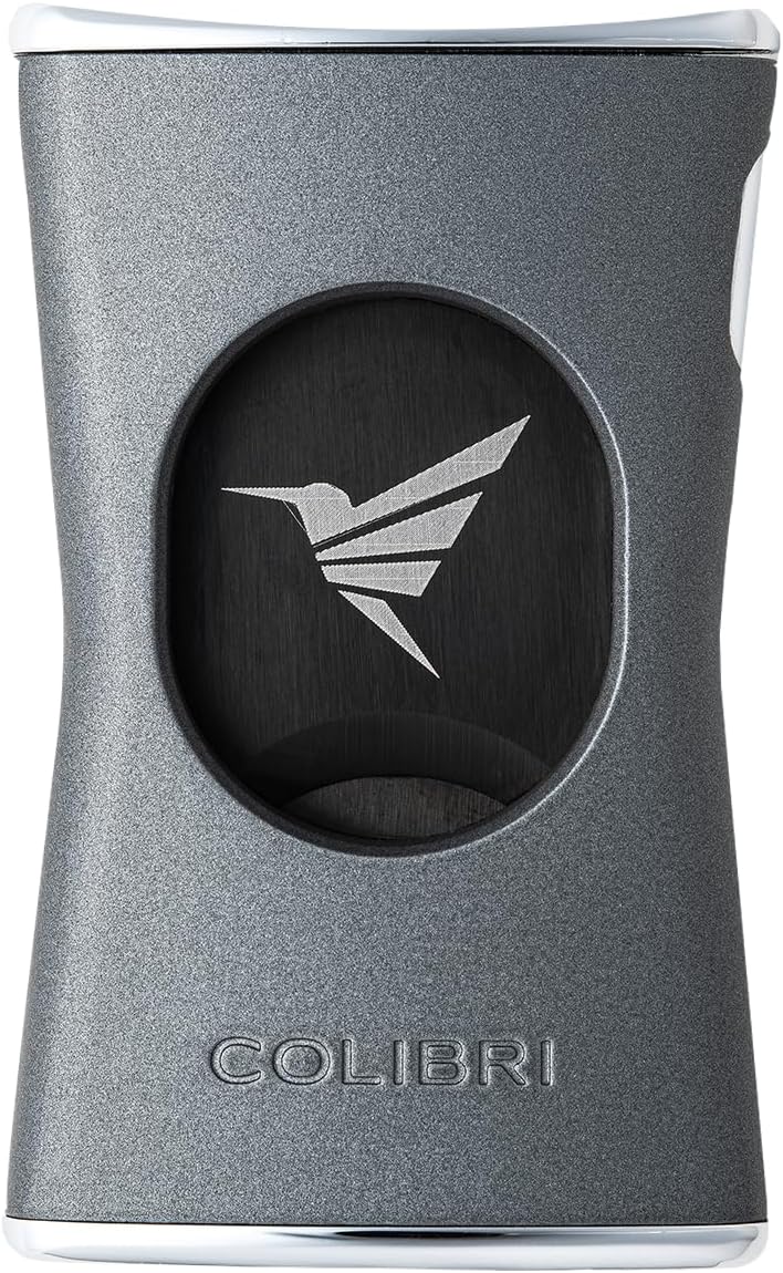 Colibri Slim Cigar Cutter – Ultra Thin Double Guillotine Straight Cut, Stainless Steel Blades, Pocket Size Design, Premium Gift for Men (Charcoal)